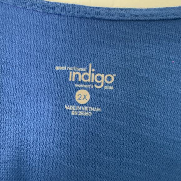 Indigo Blue Embellished Neckline 2X Tank Top - Picture 3 of 5